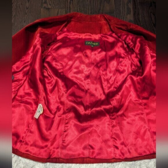 Vintage Danier Leather Blazer Jacket - Red & Black - Picture 11 of 11